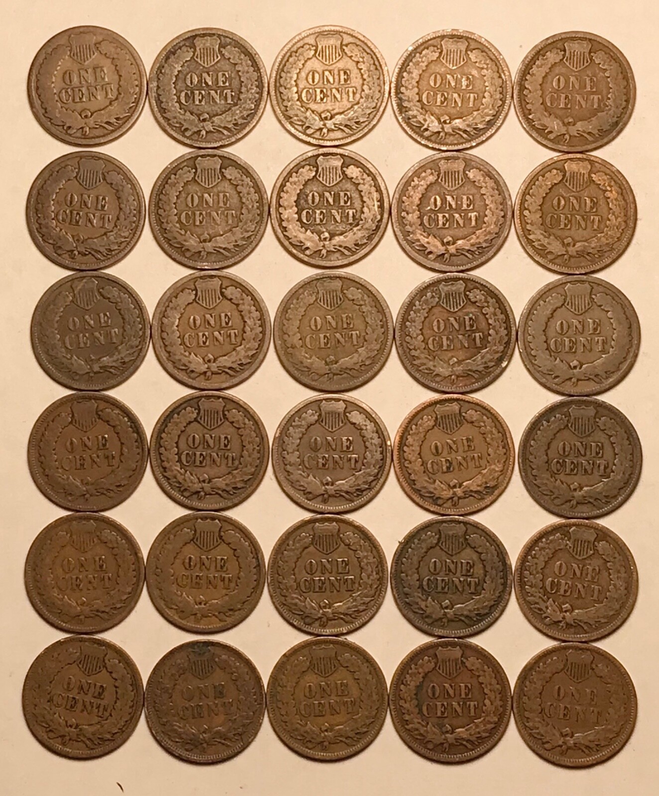 Short Set 1880 - 1909 Indian Head Cent Penny (30 COINS) G / VG FREE SHIPPING