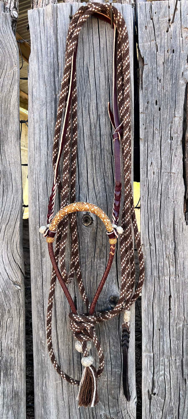 Very FANCY Jimmy Flores Handmade 12 X 24 Plait /8" KANGAROO & RAWHIDE BOSALITO