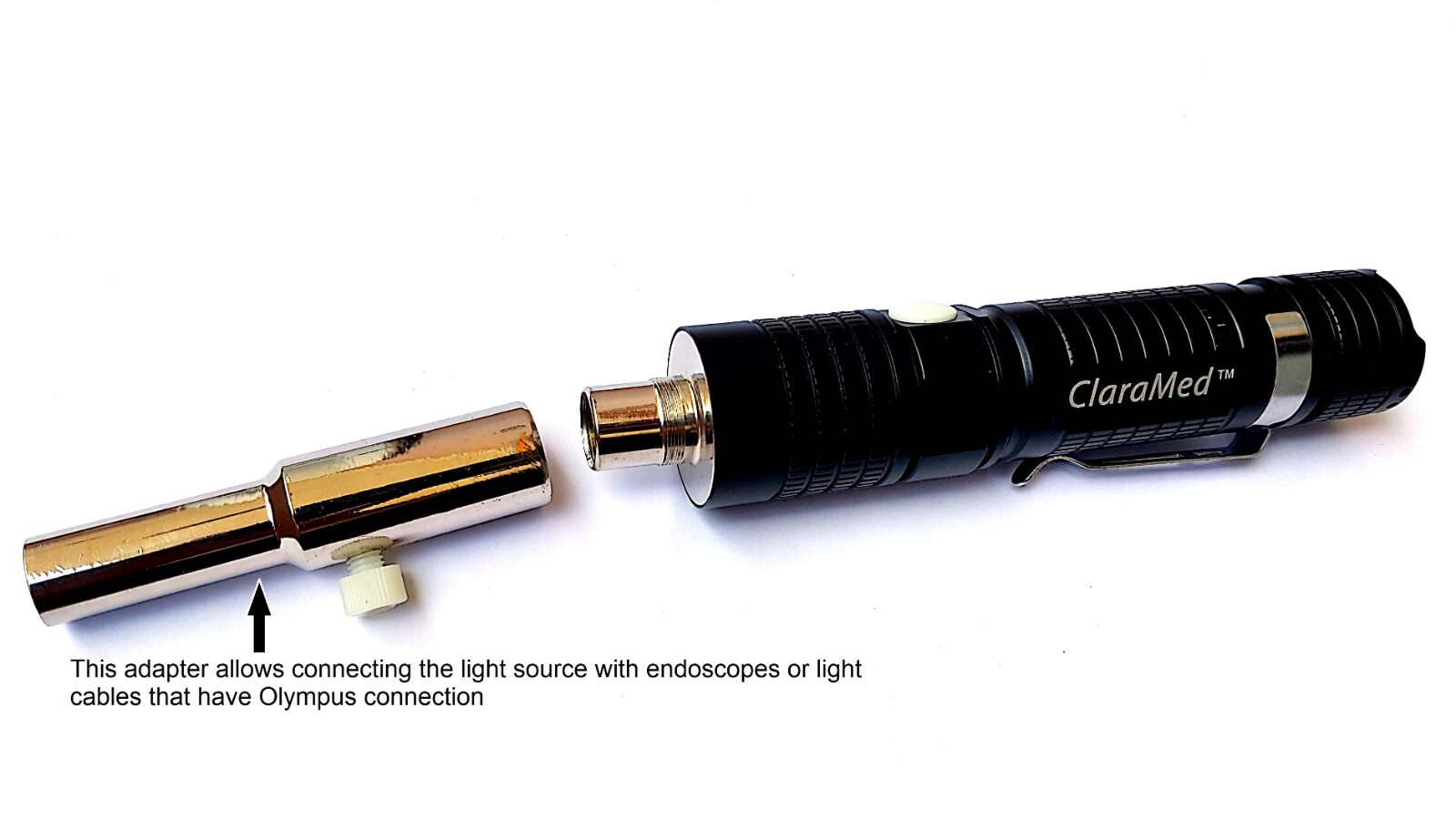 ClaraMed Battery/USB powered light source compatible with Olympus endoscopes. S3