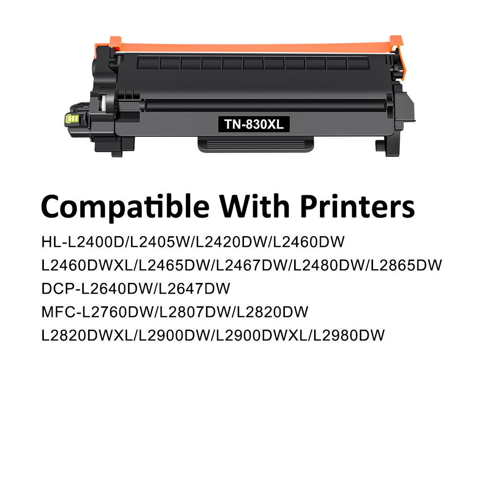 2PK TN830XL Toner Cartridges for For Brother HL-L2405W MFC-L2760DW MFC-L2820DW