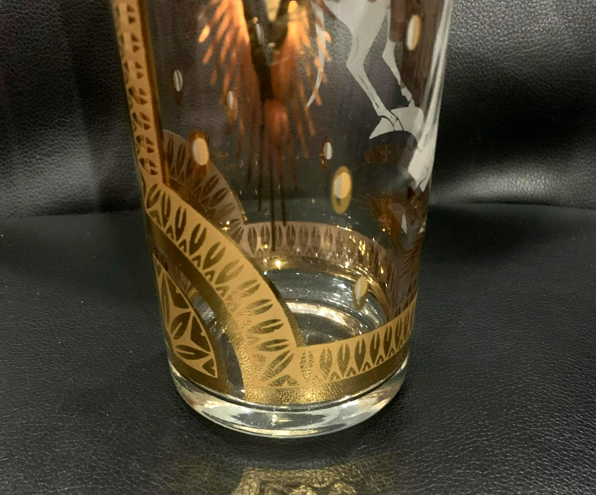 FRED PRESS 60's Martini Cocktail Pitcher w/White Trojan Horse Motif 10.5"