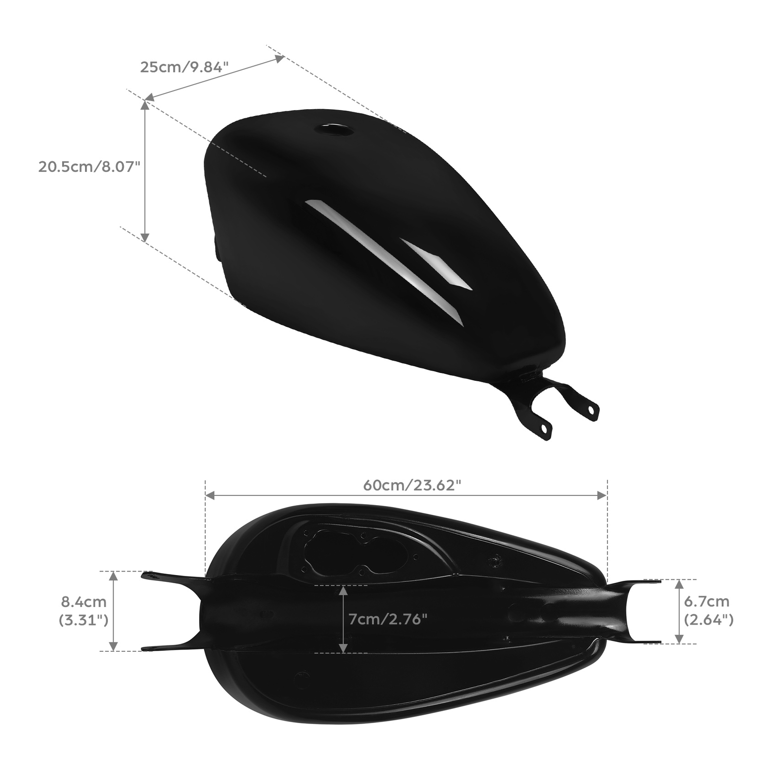 Vivid Black 3.7gal. Fuel Gas Tank Fit For Harley Sportster XL 883 XL1200 2007-22