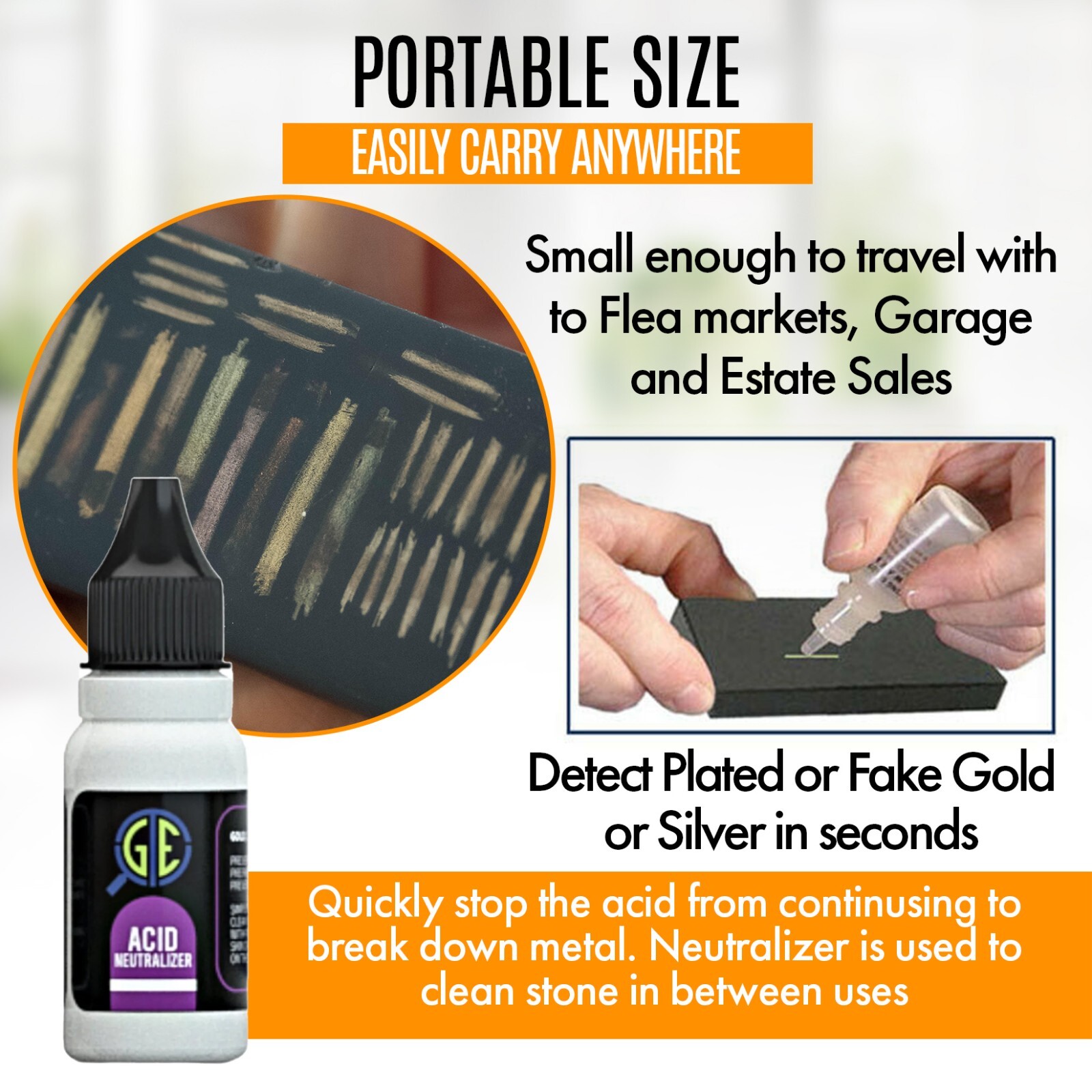 Gold Silver 10K 14K 18K 22K 24K Jewelry Tester Kit JSP Neutralizer Acid Metals