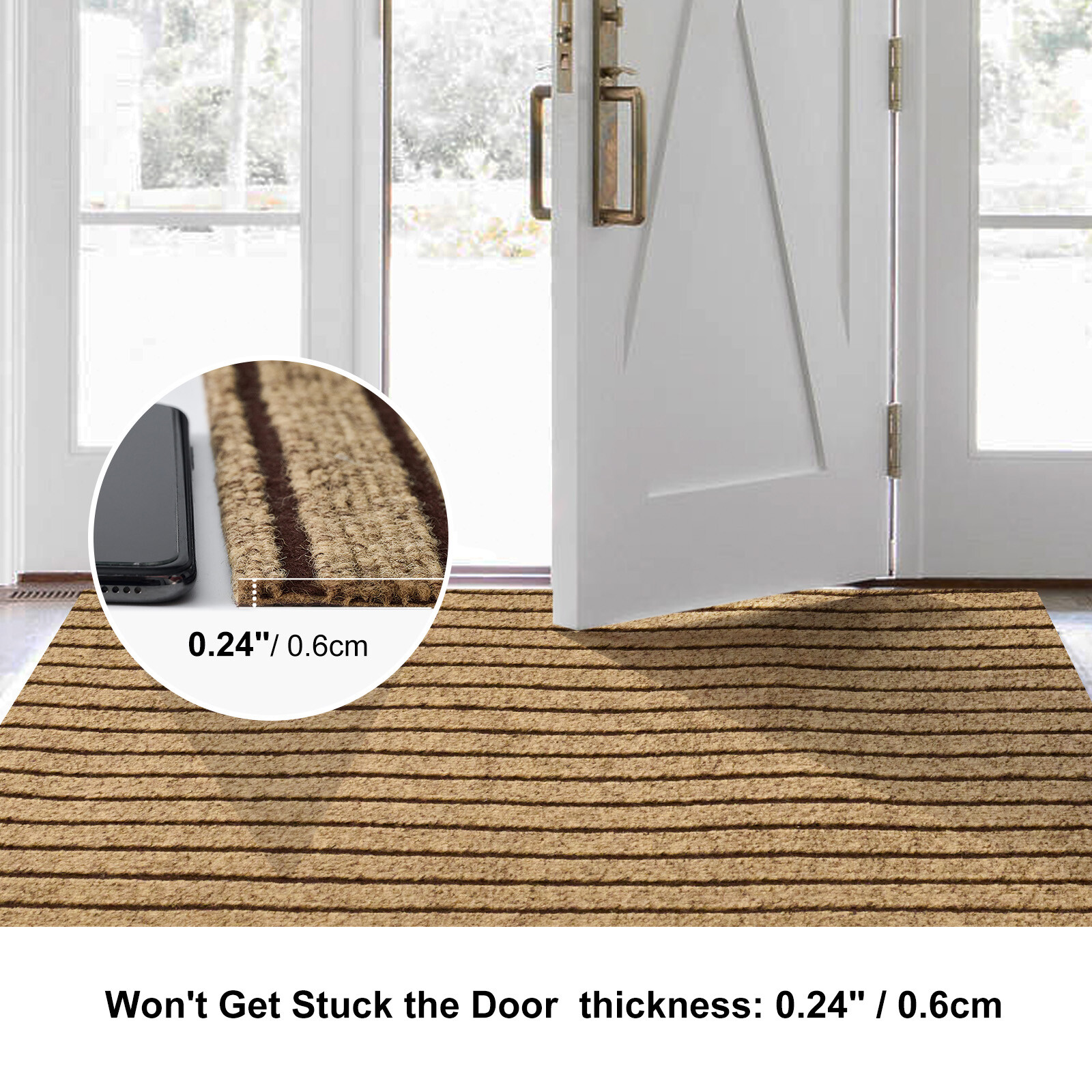 Entryway Runner Rug Indoor Outdoor - Extra Long Hall Rugs Runners Non Slip Brown