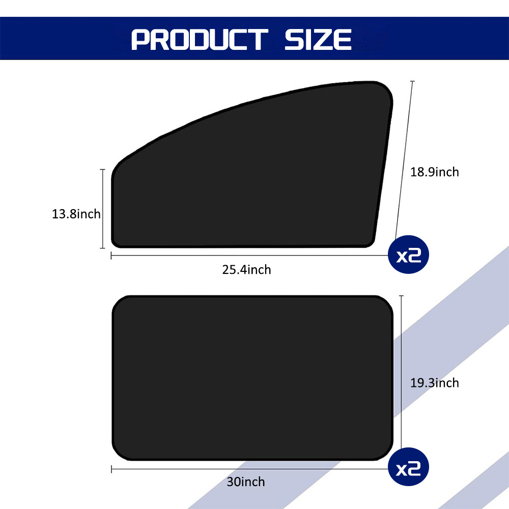 4 Pack Magnetic Car Window Sun Shade Cover Front Rear Shield UV Block Protection