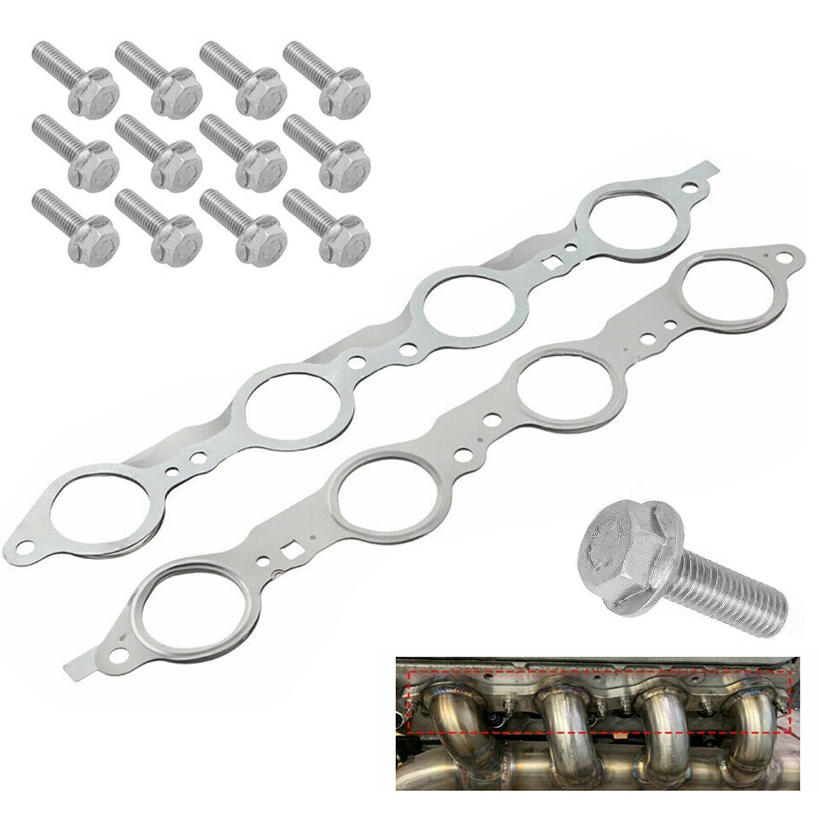 LS MLS Exhaust Manifold Header Gasket Pair W/Bolts For LS1 4.8 5.3 5.7 6.0 6.2RB