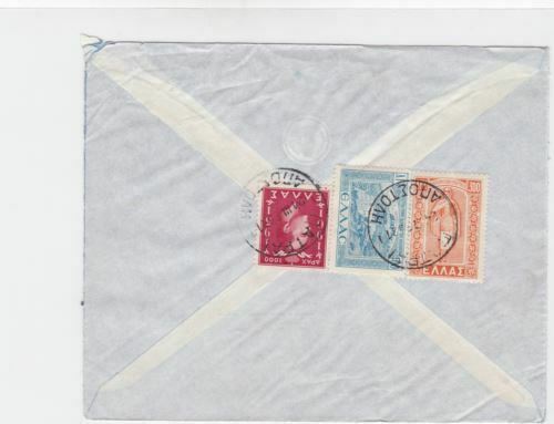 Greece 1953 national bank to bremen germany airmail stamps cover r19747