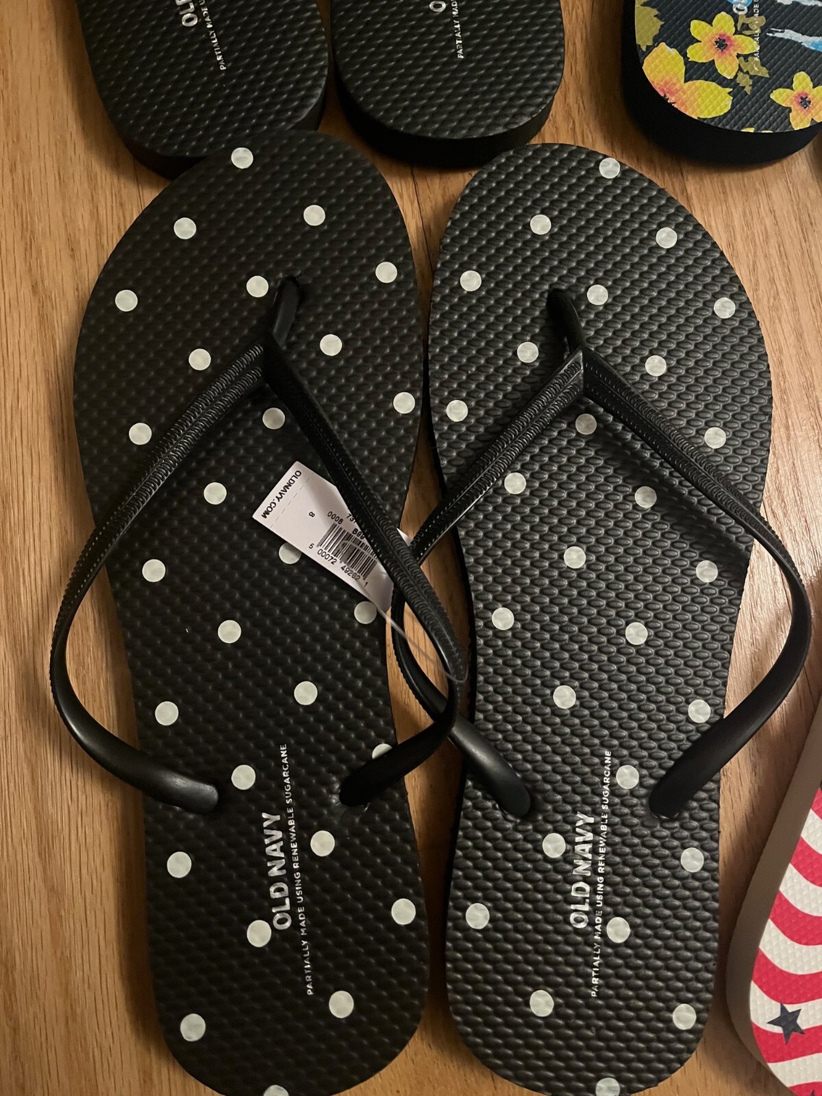 Old Navy Women’s Flip Flops B&W, Stripe, Polka Dot, Palm, Glitter, Sz 6-11