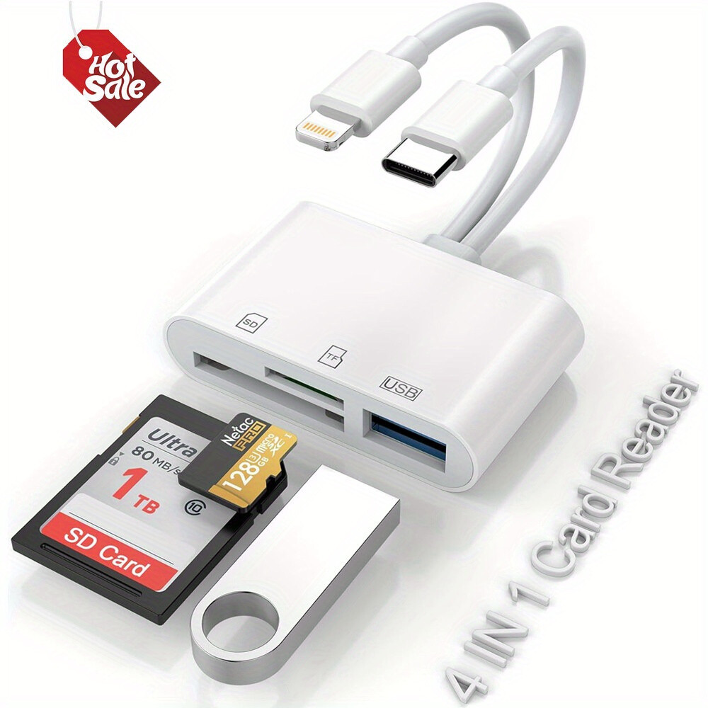 4-in-1 Memory Card/TF/SD Card Reader USB3.0 OTG Adapter for iPhone/iPad/Android