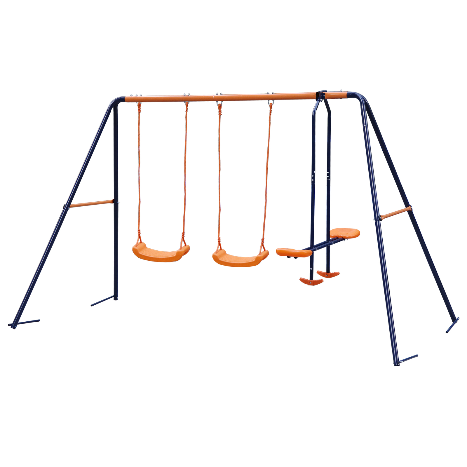 Child Kids Play Garden Outdoor Double Swing Set Heavy Duty Metal Frame Swing
