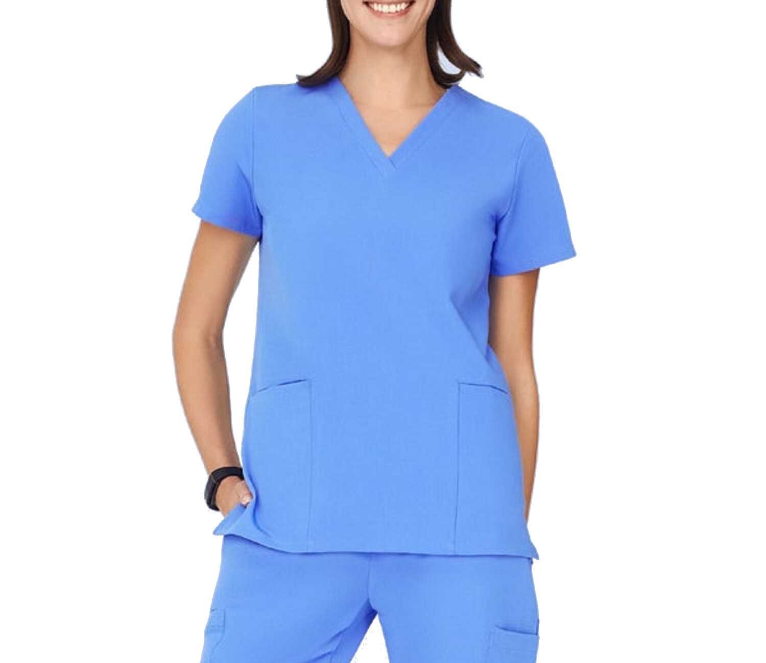 Women Scrub Top V Neck 2 Front Pockets Mandala TOP ONLY