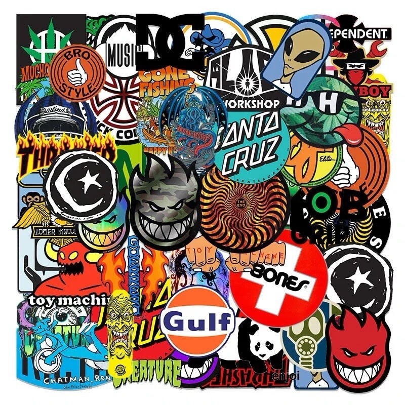 Skate Logo Brand Stickers 50pk Mix Santa Cruz Thrasher Baker Alien FREE SHIPPING