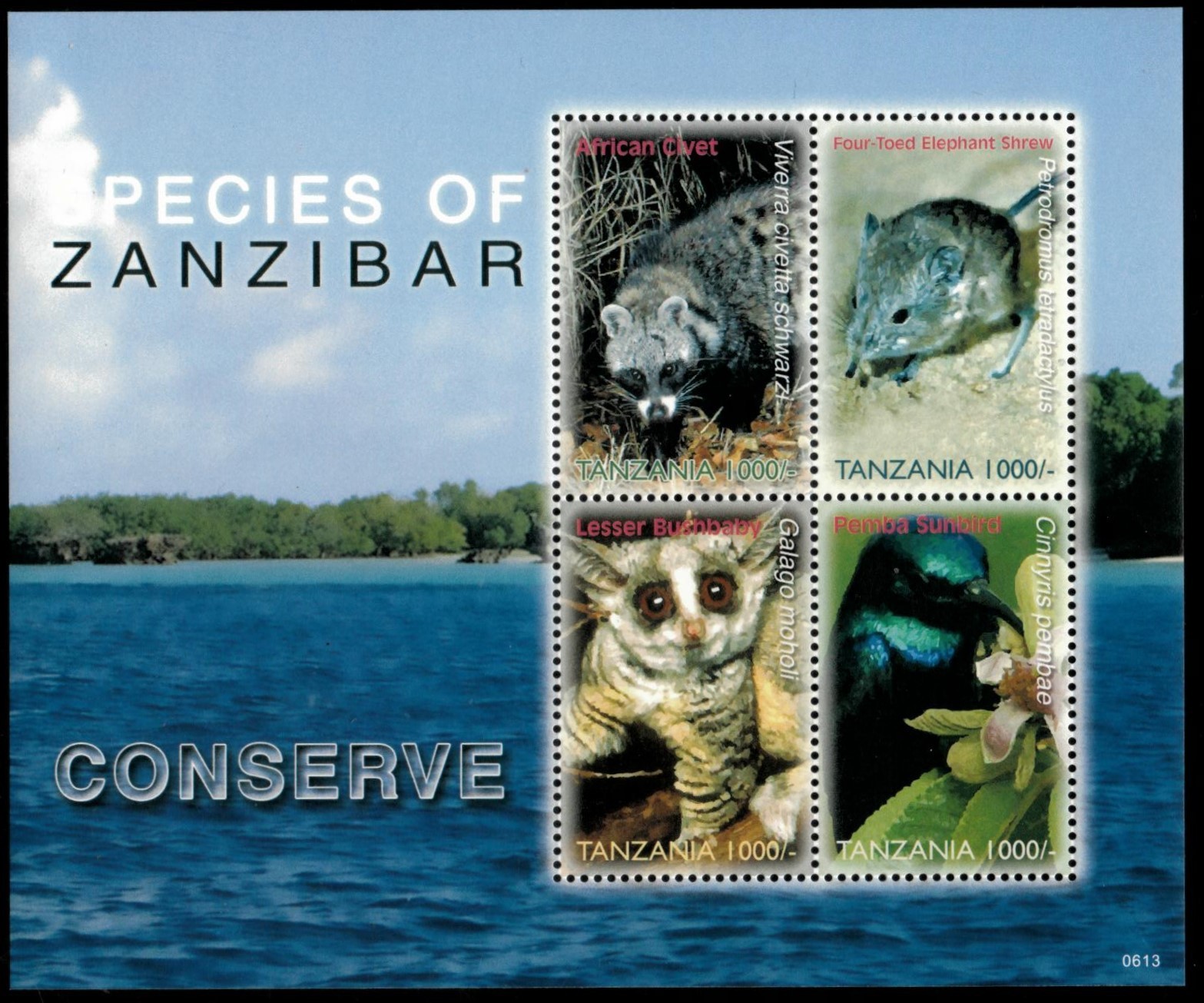 Tanzania 2006 - Animals of Zanzibar - Sheet of 4 Stamps - Scott #2439 - MNH