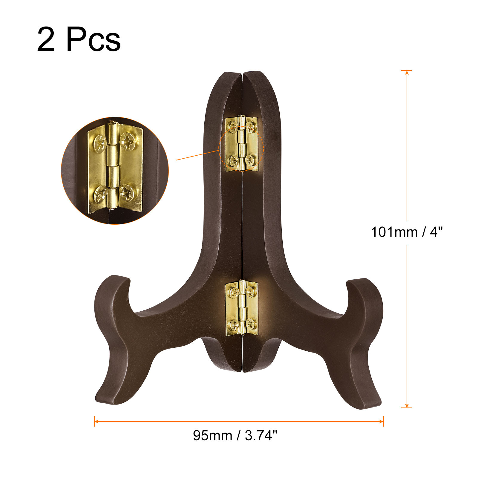 2pcs 4" Easel Plate Holder Wooden Folding Display Stand Brown for Picture Frame