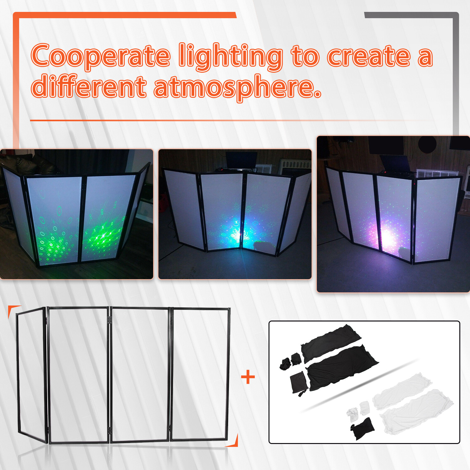 DJ Foldable Facade Portable Event Metal Frame Booth Panels Black+White Carry Bag