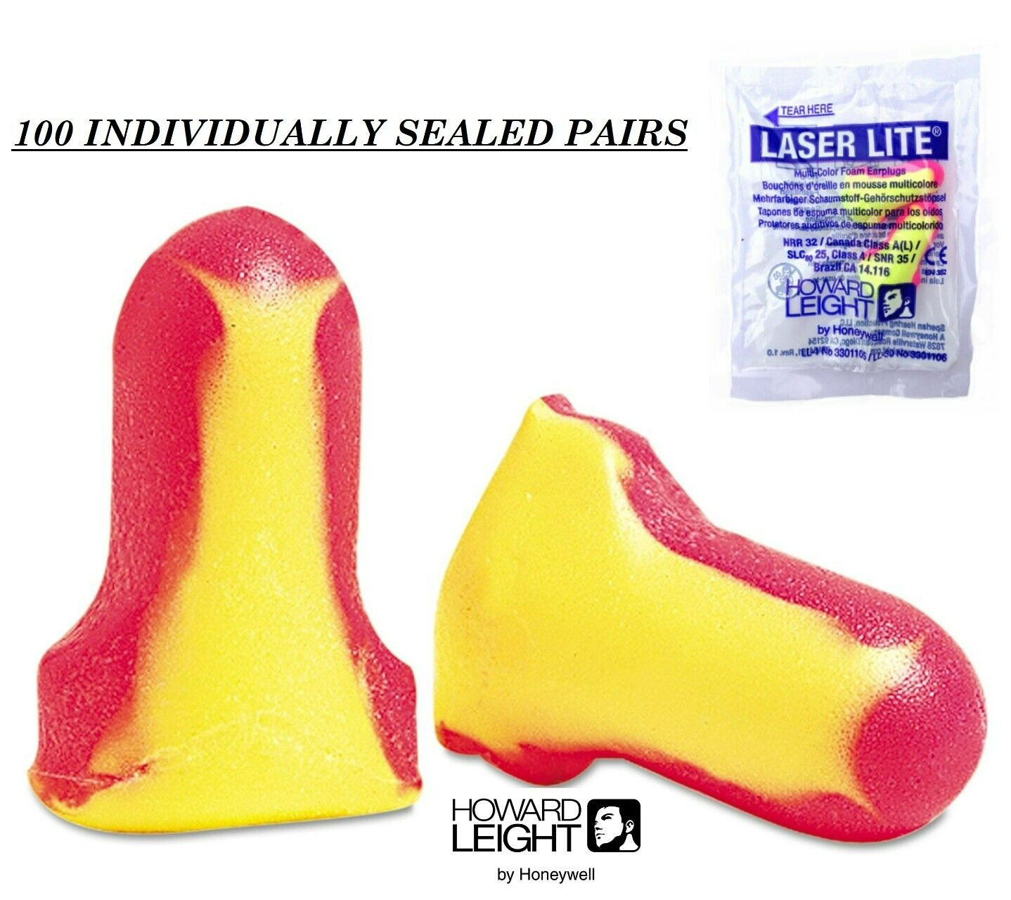 100 PR. UNCORDED Disposable Ear Plugs Shooting Sleep Aid Noise Reduction NRR 32