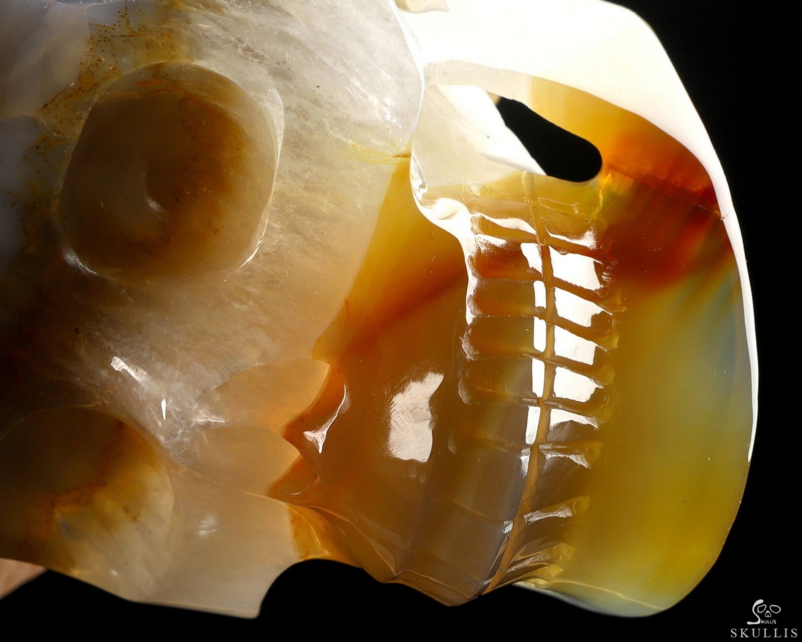 4.0" Premium Brazilian Agate Hand Carved Crystal Skull, Realistic, Healing