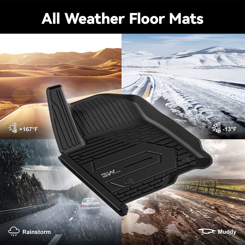 3W Floor Mats For Chevy Silverado / GMC Sierra Crew Cab 2019-2024 Weather Liner