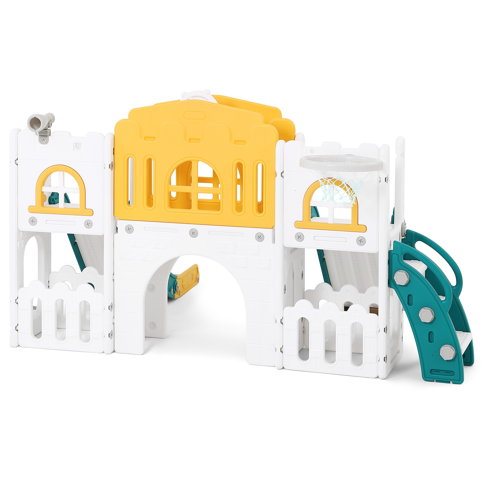 New 9in1 Kids Double Slide Toddler Playground Climb Playset Indoor/Outdoor Toys