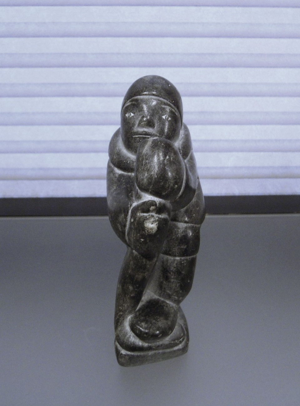 Vtg Inuit Stone Carving Sculpture Man with Seal Soapstone Signed Lucassie Amm