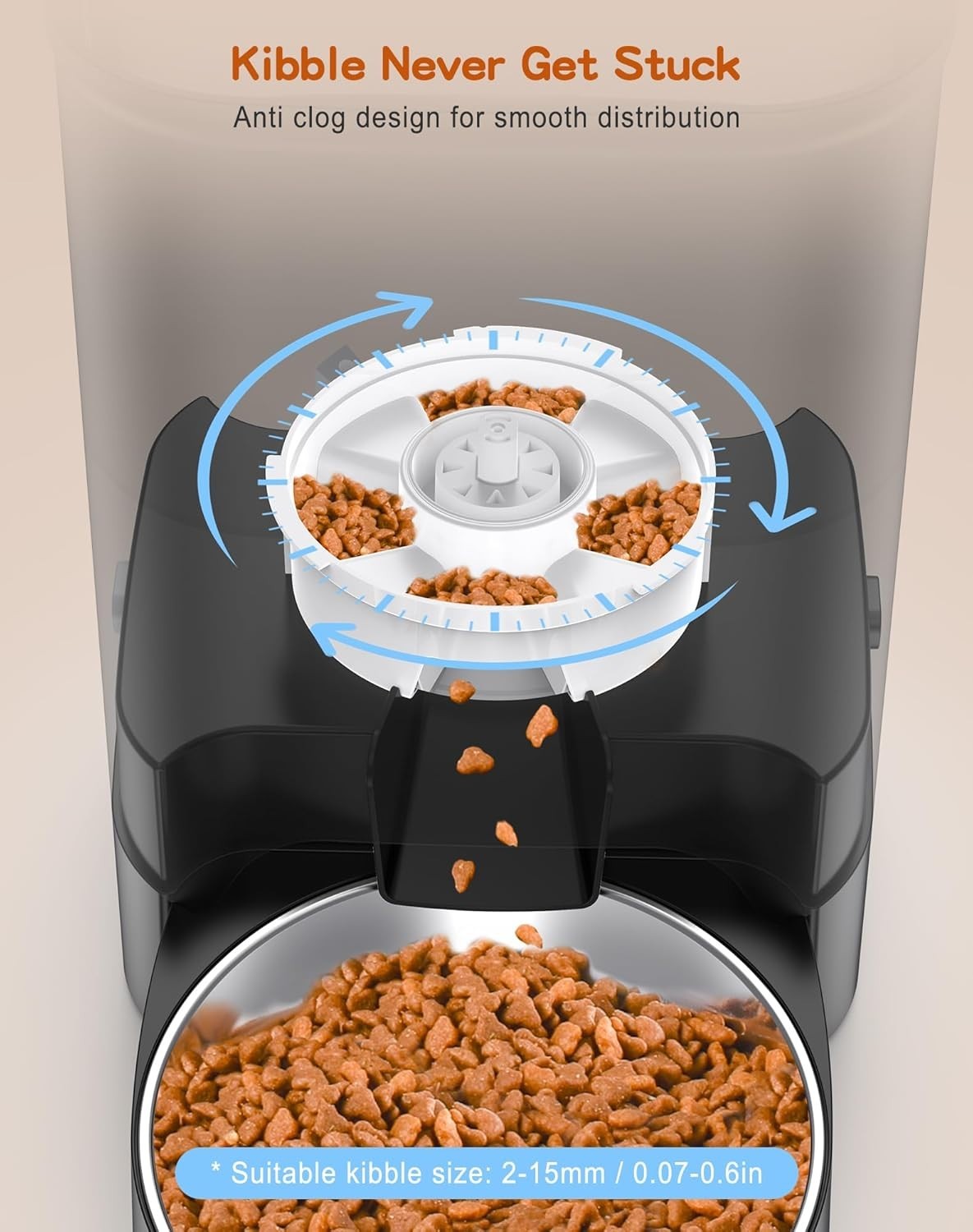 HoneyGuaridan 5L Automatic Cat Feeder for Two Cats, Food Dispenser