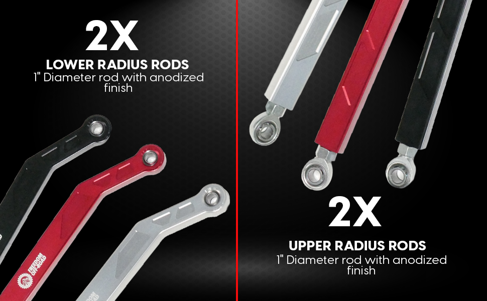 Freedom Off-Road 17+ RZR High Clearance Heavy Duty Radius Rod Set (4) Polished