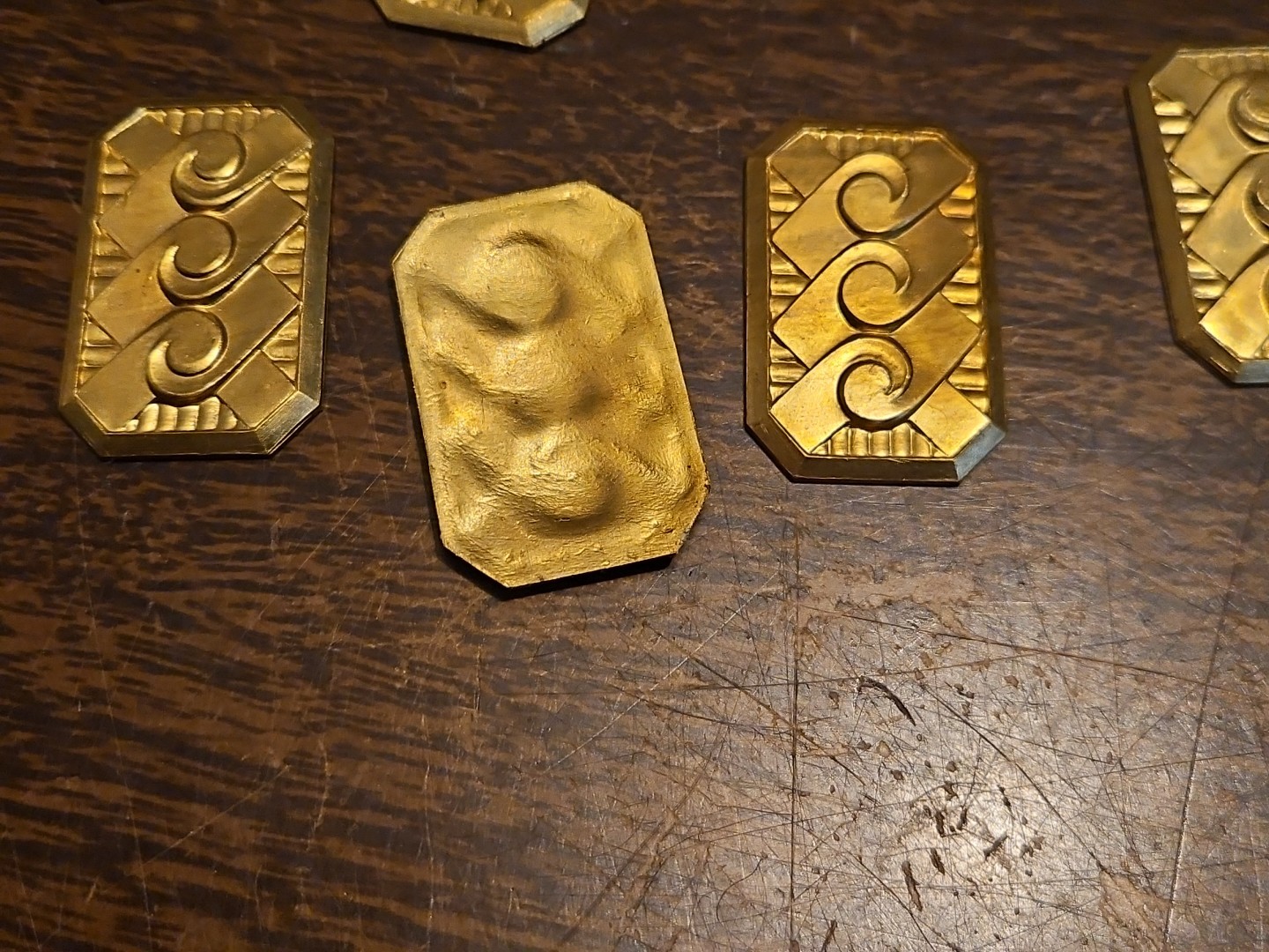 Lot Of 10 Geometric Bar France Vintage 60s Brass Stampings Findings Jewelry