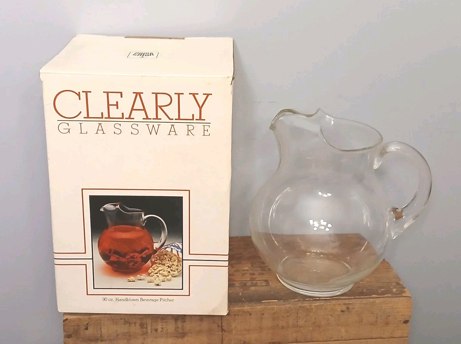 90 oz. Hand Blown Clear Glass Beverage Pitcher Clearly Glassware by Caisa - New