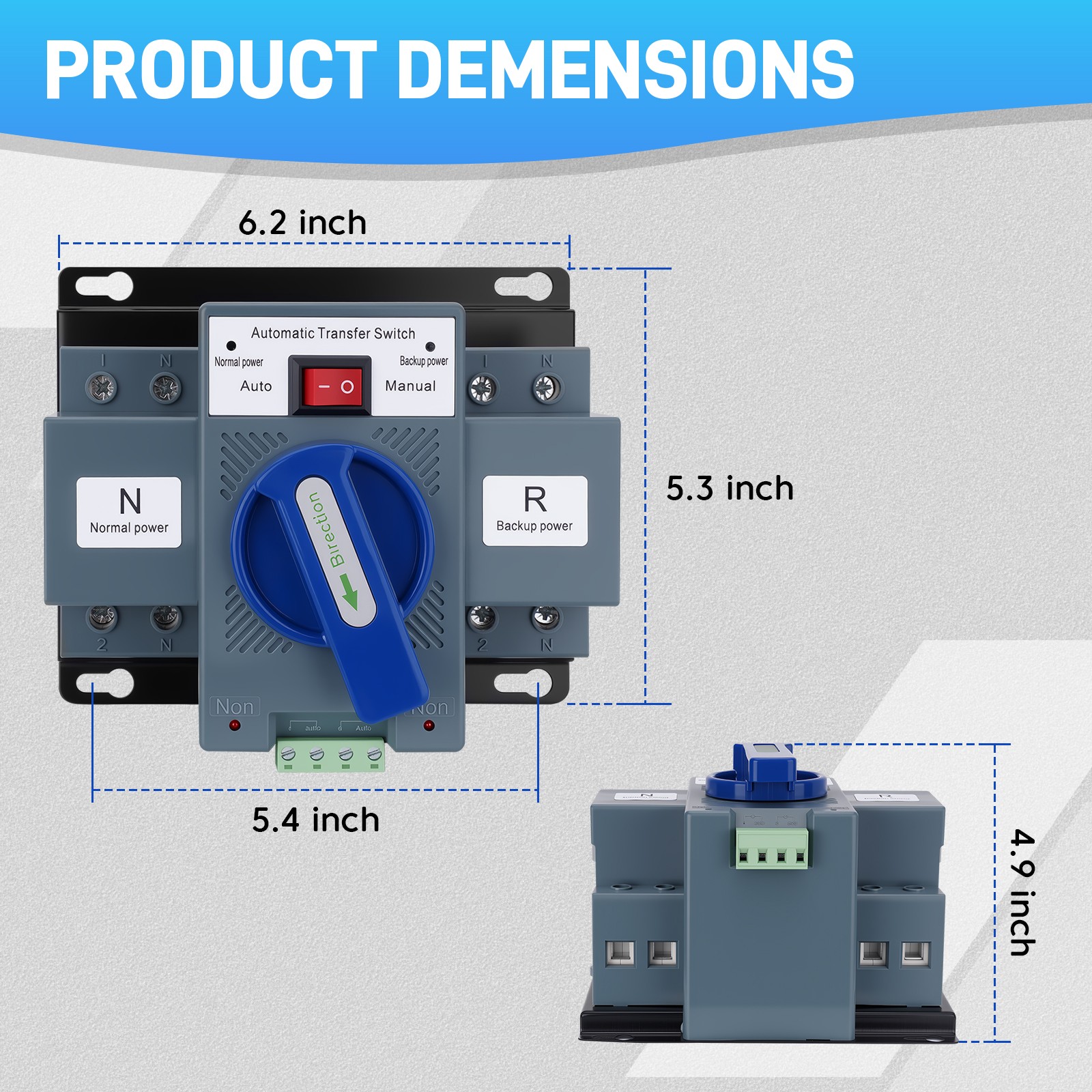 2P Dual Power Automatic Transfer Switch 60HZ Changeover Transfer Switch Tool 63A