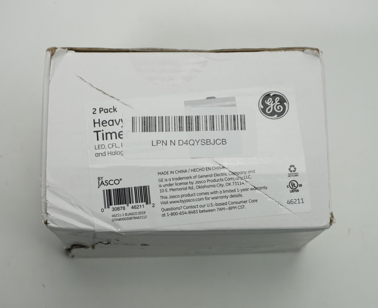 GE Jasco 46211 Heavyduty Timer Grounded Outlet LED CFL 2pk