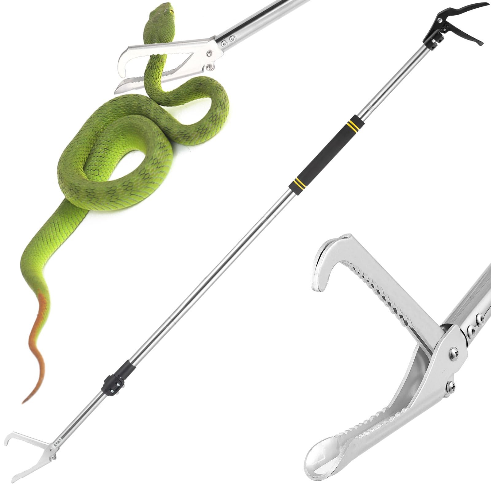 69" Snake Grabber Tool - Extra Long Stainless Steel Tongs for Rattlesnake Reptil
