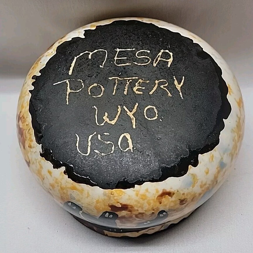 Mesa Pottery Wyoming Handmade Pottery Bowl 4" Multicolor