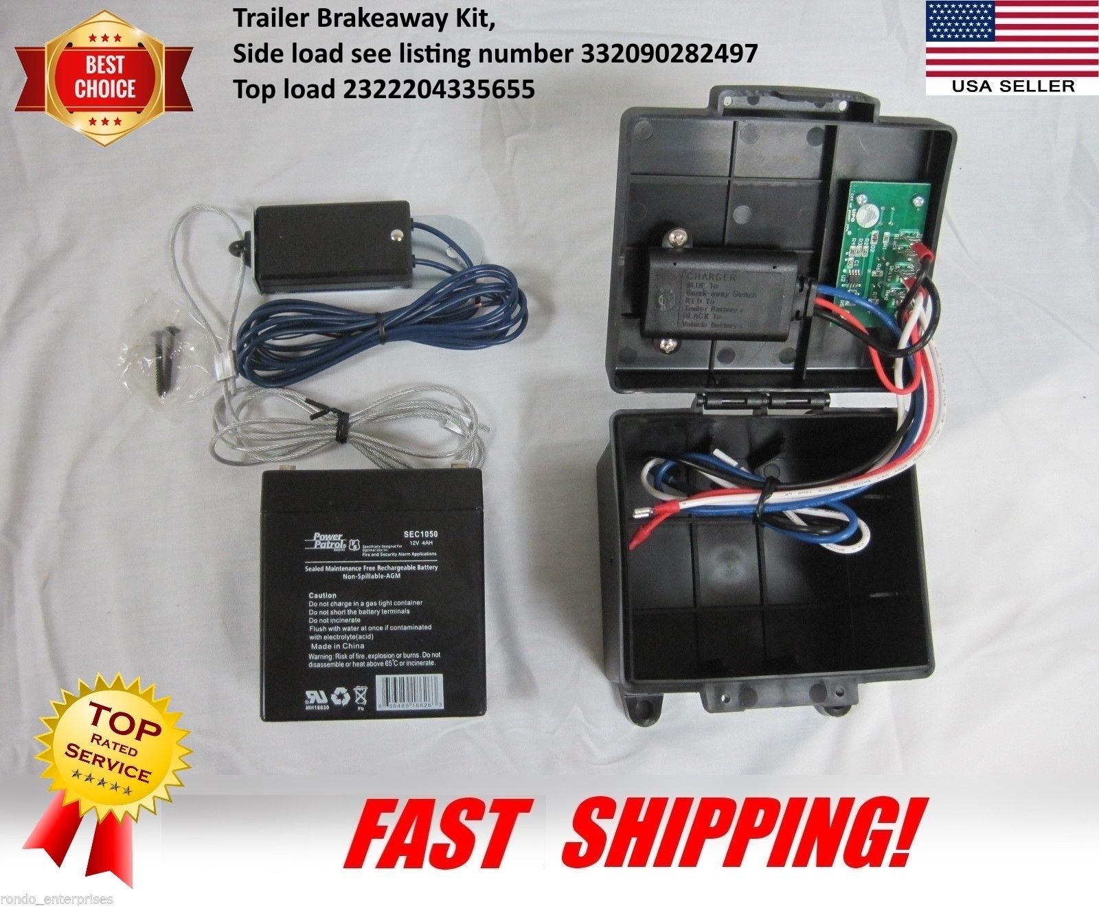 Trailer Breakaway Switch, Bracket 4' Cable W/ Lanyard & Plastic Pin Brake Away