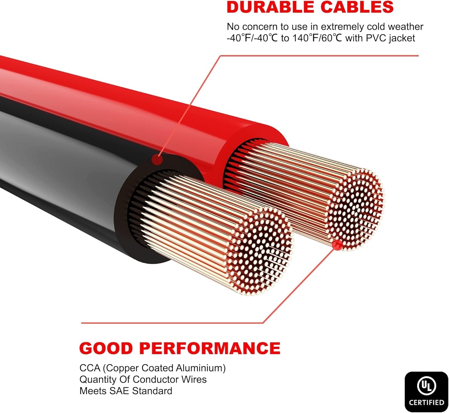 AWELTEC 8 Gauge Jumper Cables 12Ft | UL-Listed Heavy Duty Booster with Carry Bag