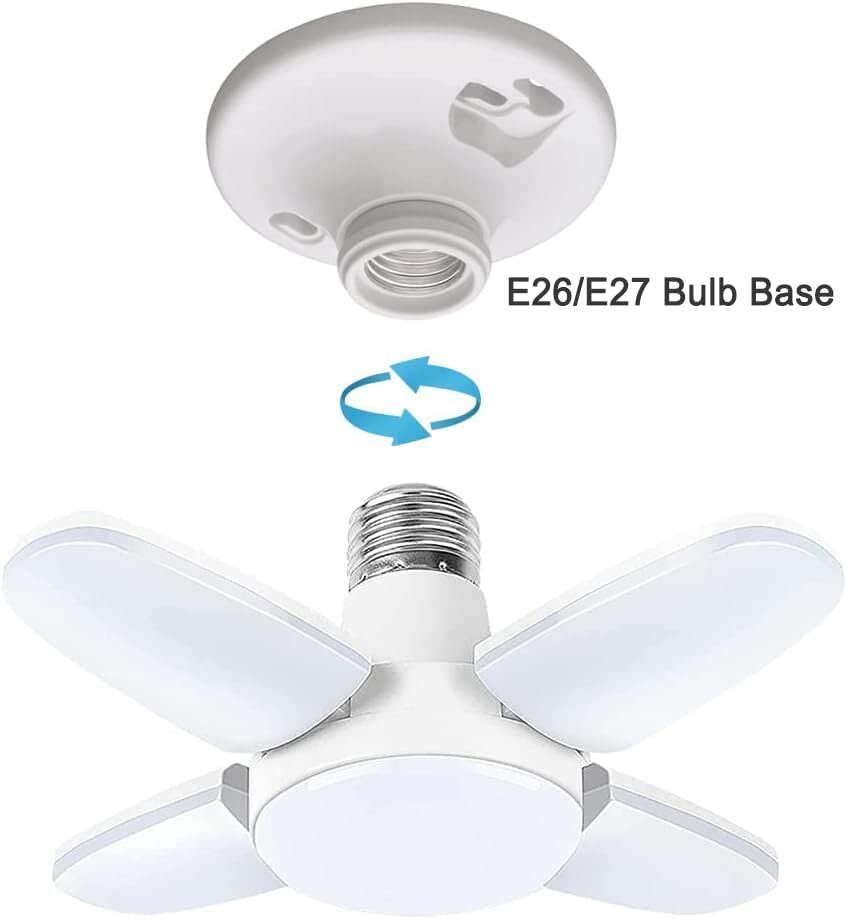 3 Pack LED Garage Light Bulb Deformable Ceiling Fixture Lights E27 Workshop Lamp