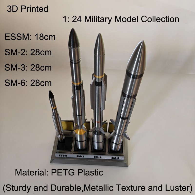1:24 USN Full Set Standard Missile Military Model ESSM SM-2 SM-3 SM-6 3D Printed