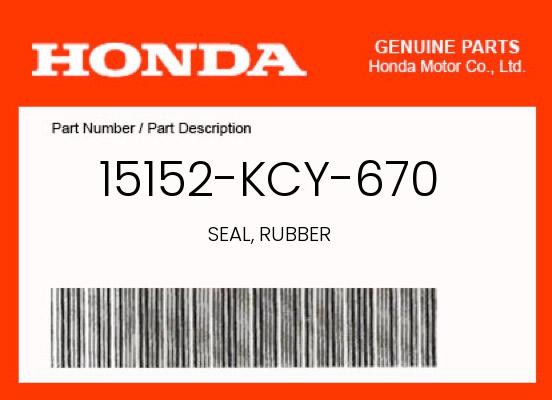 Honda Genuine Seal, Rubber - 15152-Kcy-670
