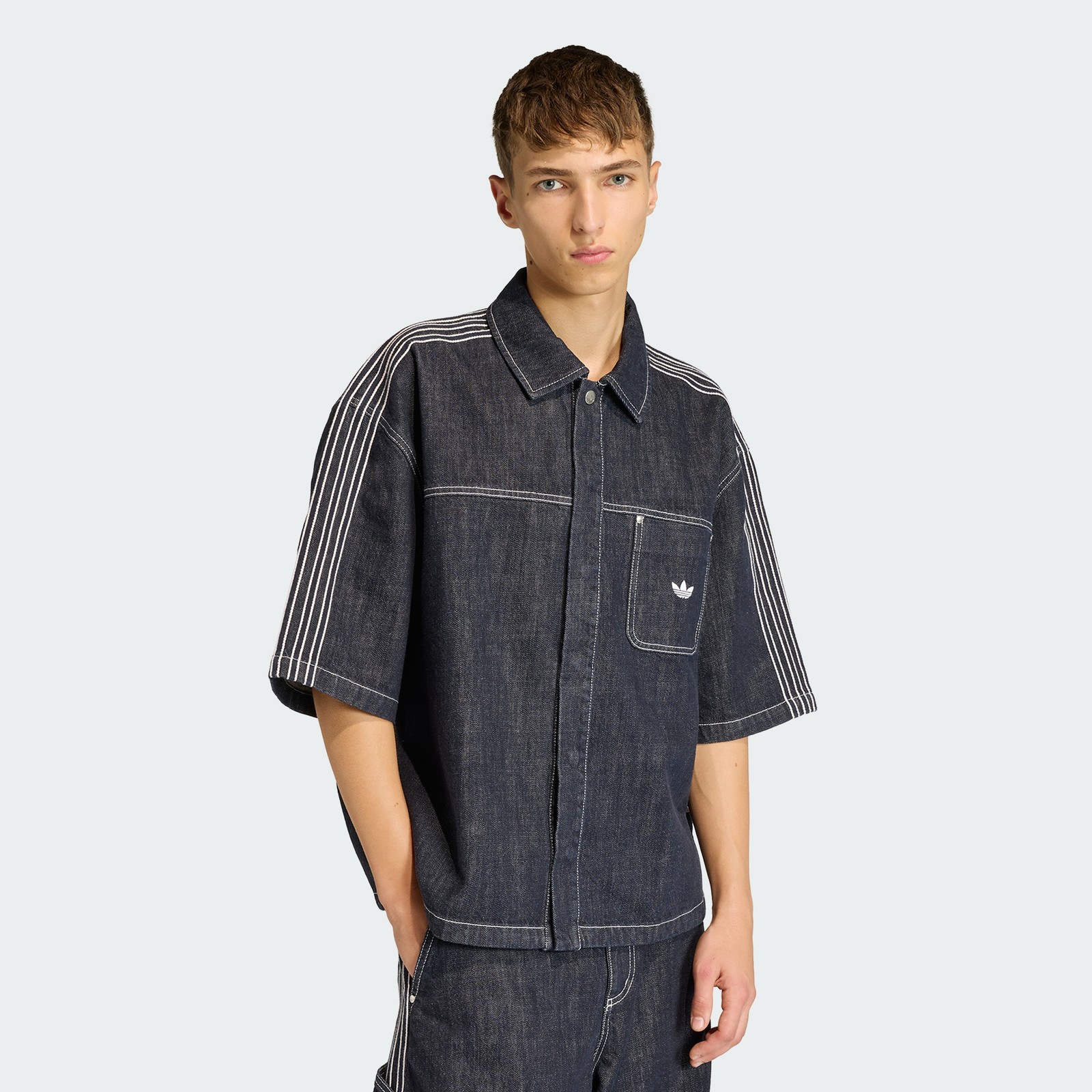 adidas men ORIGINALS DENIM SHORT SLEEVE WORK SHIRT