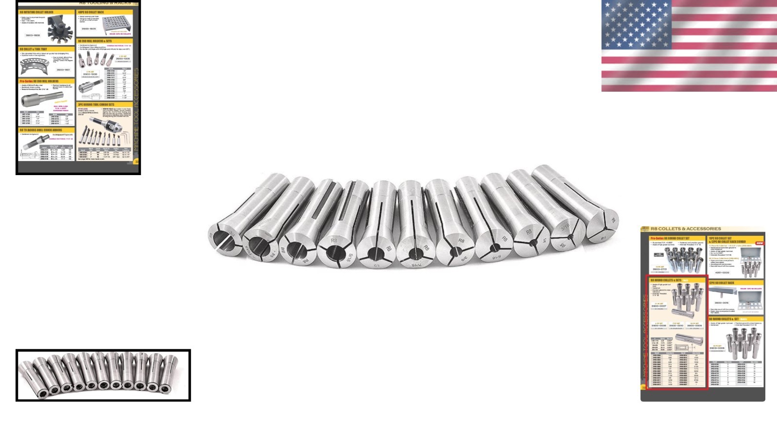 Durable 11 Piece R8 Collet Set (1/8-3/4 Inches) for Lathe and Grinding Machines