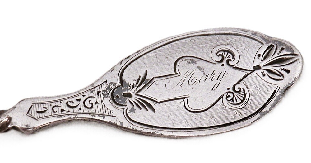 Antique Bunnell Coin Silver Master Butter Knife Twist Handle