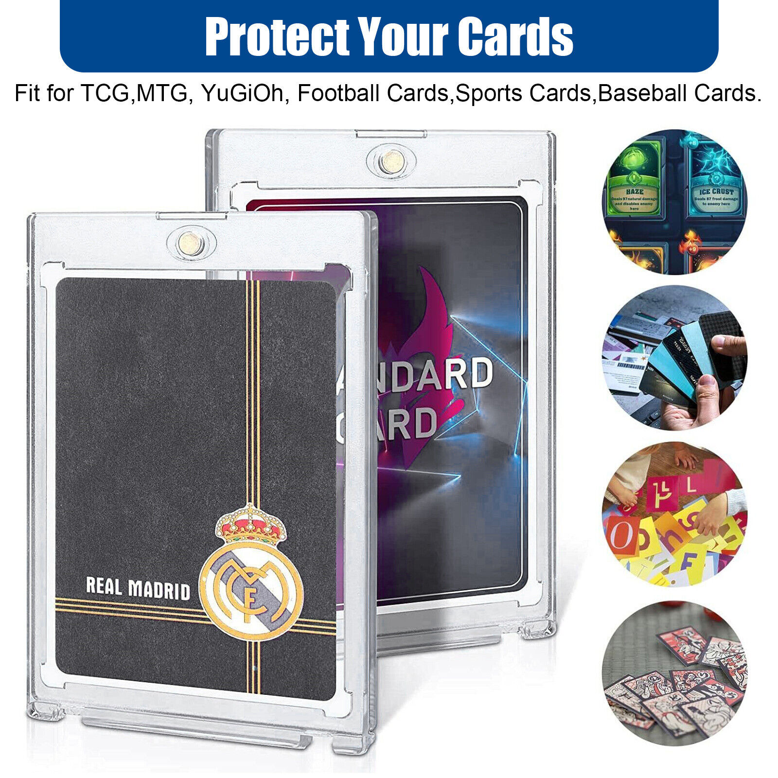 30 Pack Magnetic Trading Sports Card Holders 35pt One-Touch Hard UV Protection