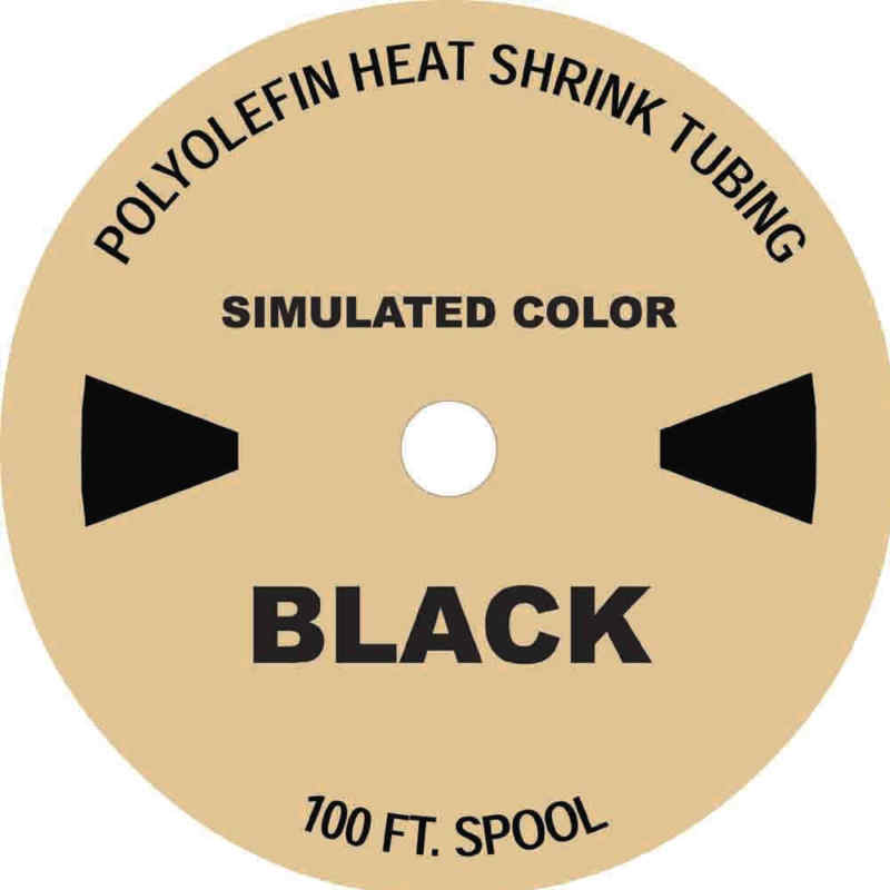 100 FT. BLACK 1/16" / 1mm Polyolefin 2:1 Heat Shrink Tubing