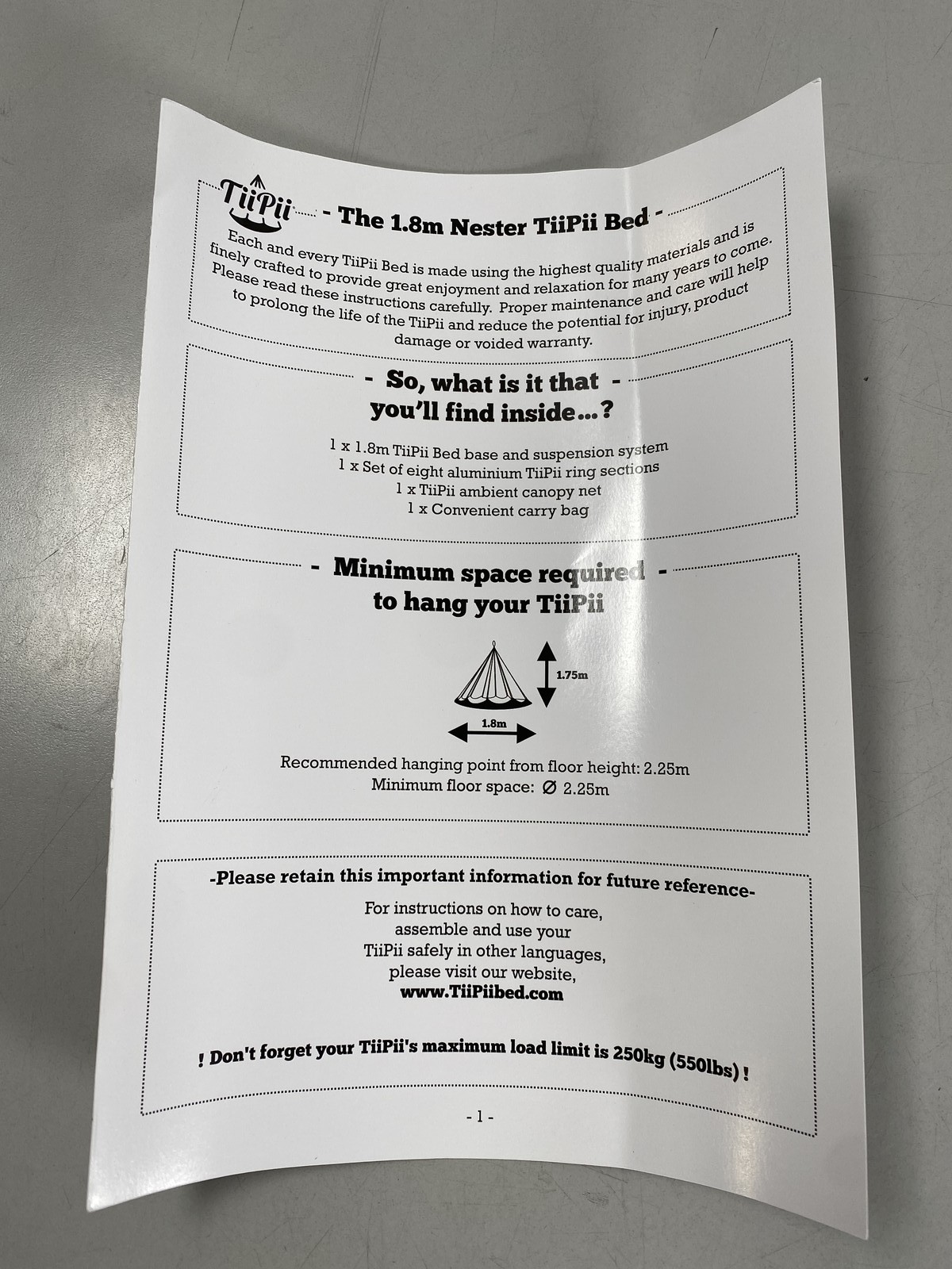 Indoor TiiPii Bed Range Large 6ft Hanging Nester in Taupe