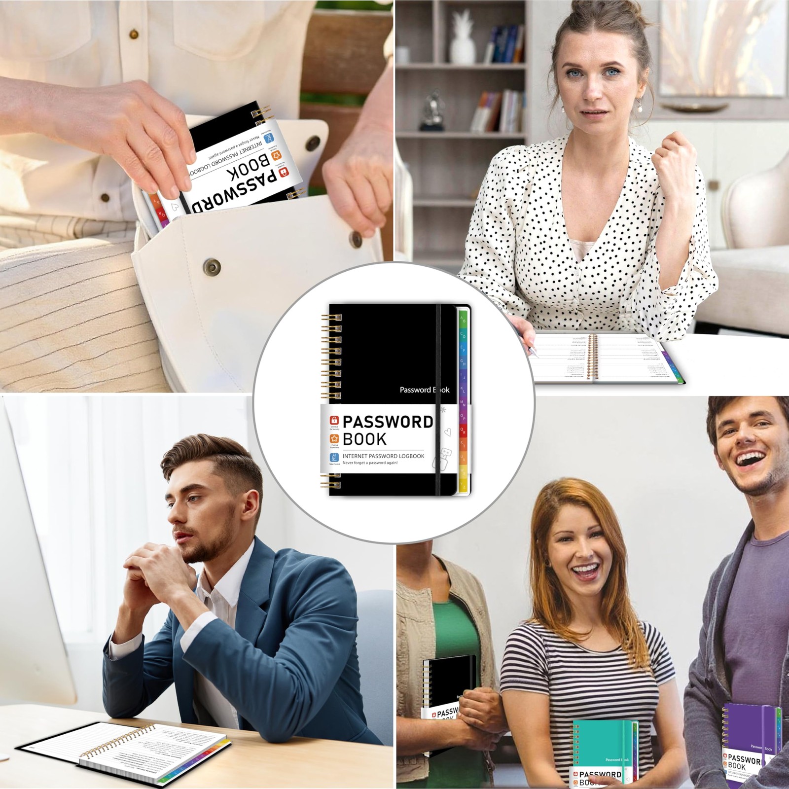 Password Book with Alphabetical Tabs, Password Keeper Book for Seniors, 5.8" ...