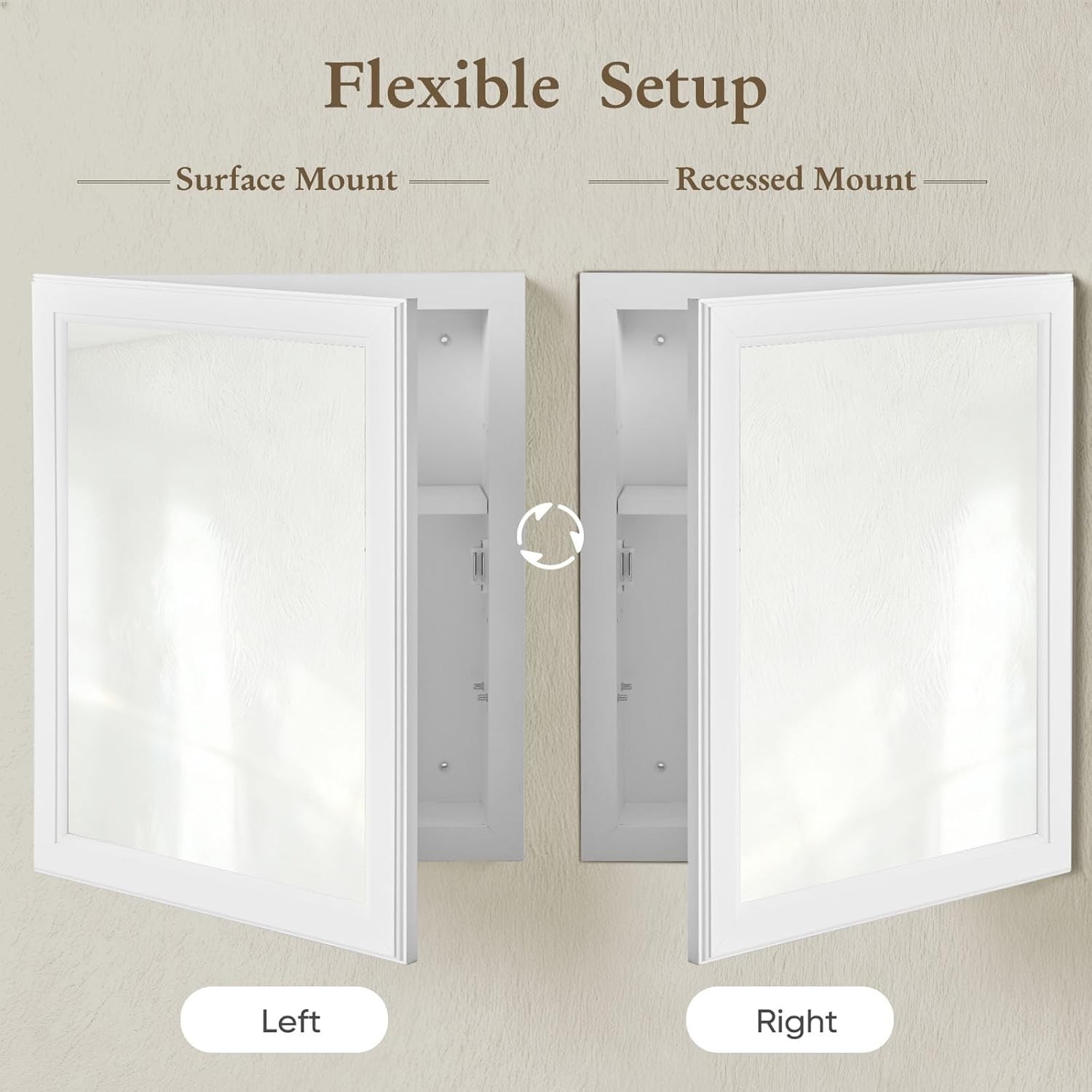 Bathroom Mirror with Storage,Medicine Cabinet with Adjustable Shelf Wall Mounted