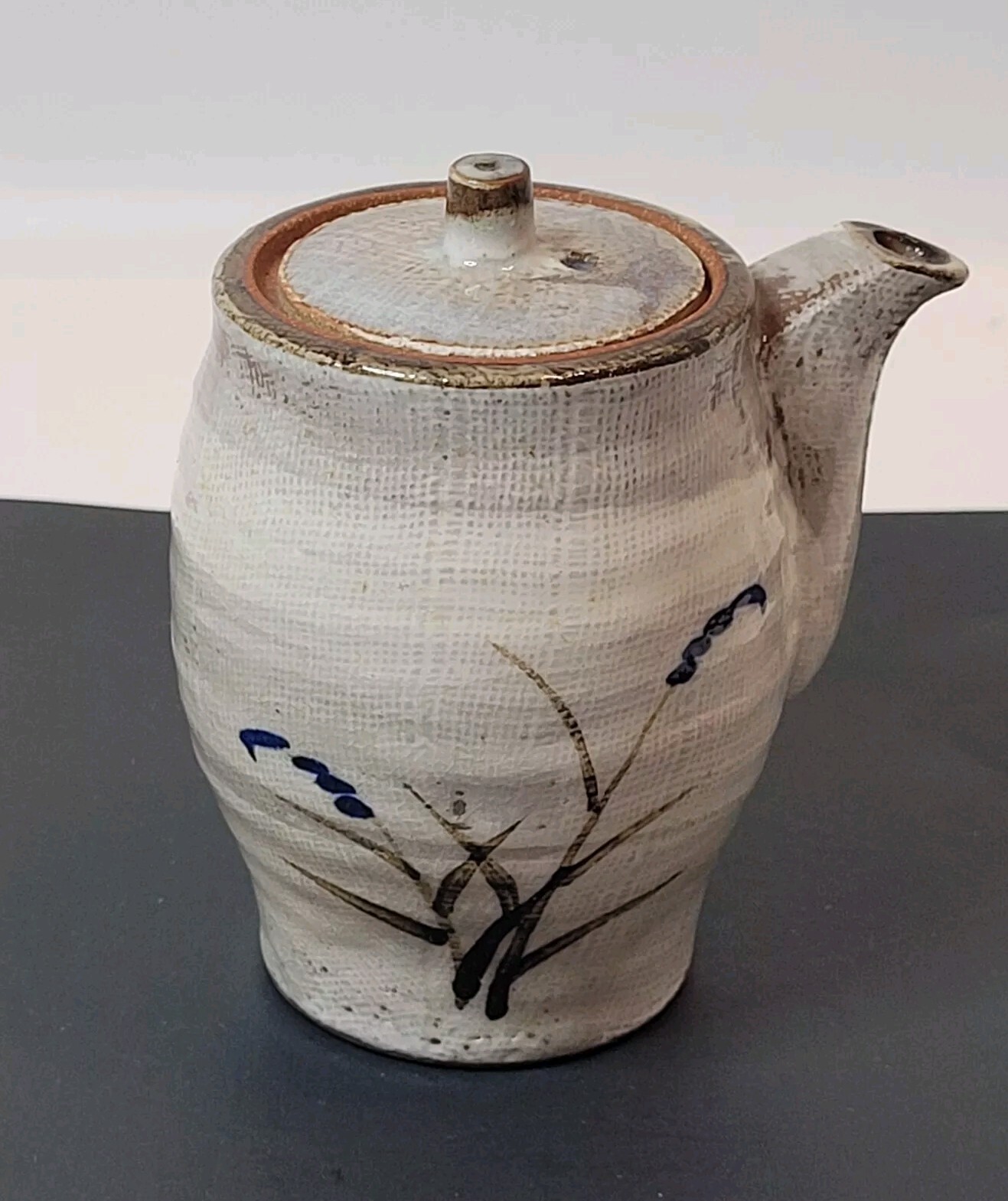 Asian Style Ceramic Saki/Sauce Server/Decor Flower Design Textured Look 4.5"