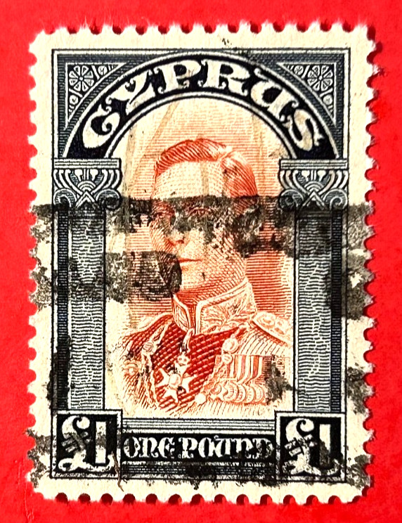 CYPRUS Sc#155 1938 Portrait KGVI Used Never Hinge OG- Minor skips F/VF (17-358)