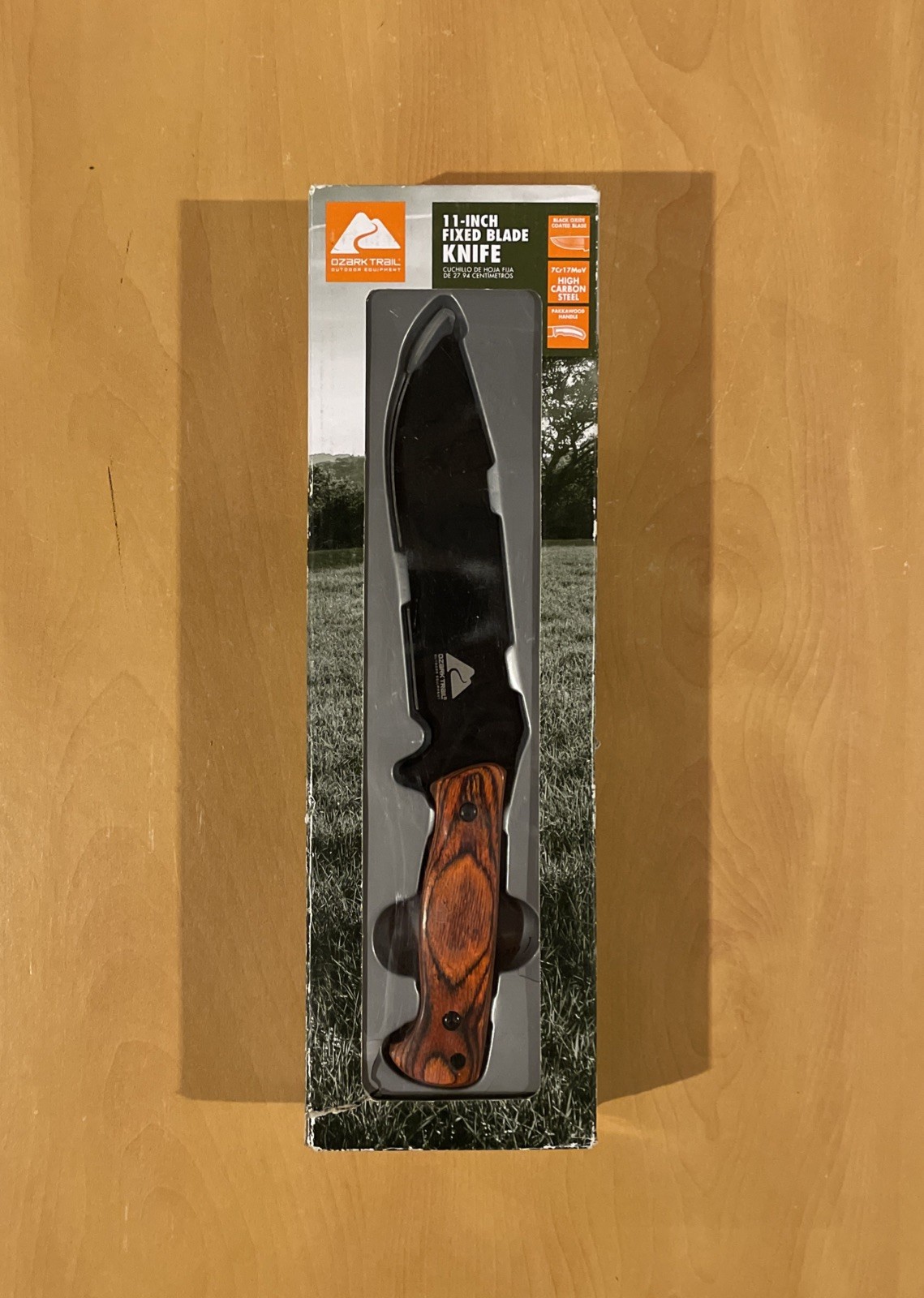 Ozark Trail Pakkawood Handle High Carbon Steel 11''Fixed Blade Hunting Knife New