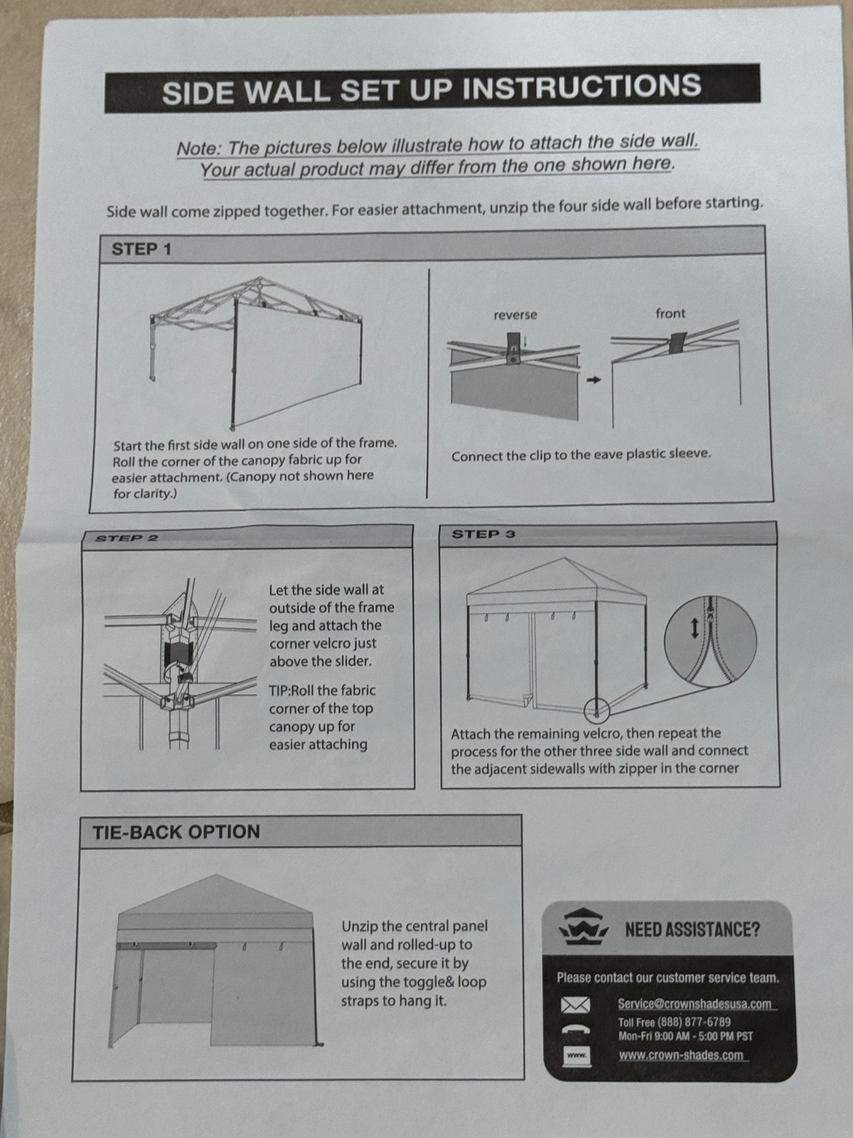 CROWN SHADES 10x10 Canopy Sidewalls (4pack) 044 C100W-S4 BLUE