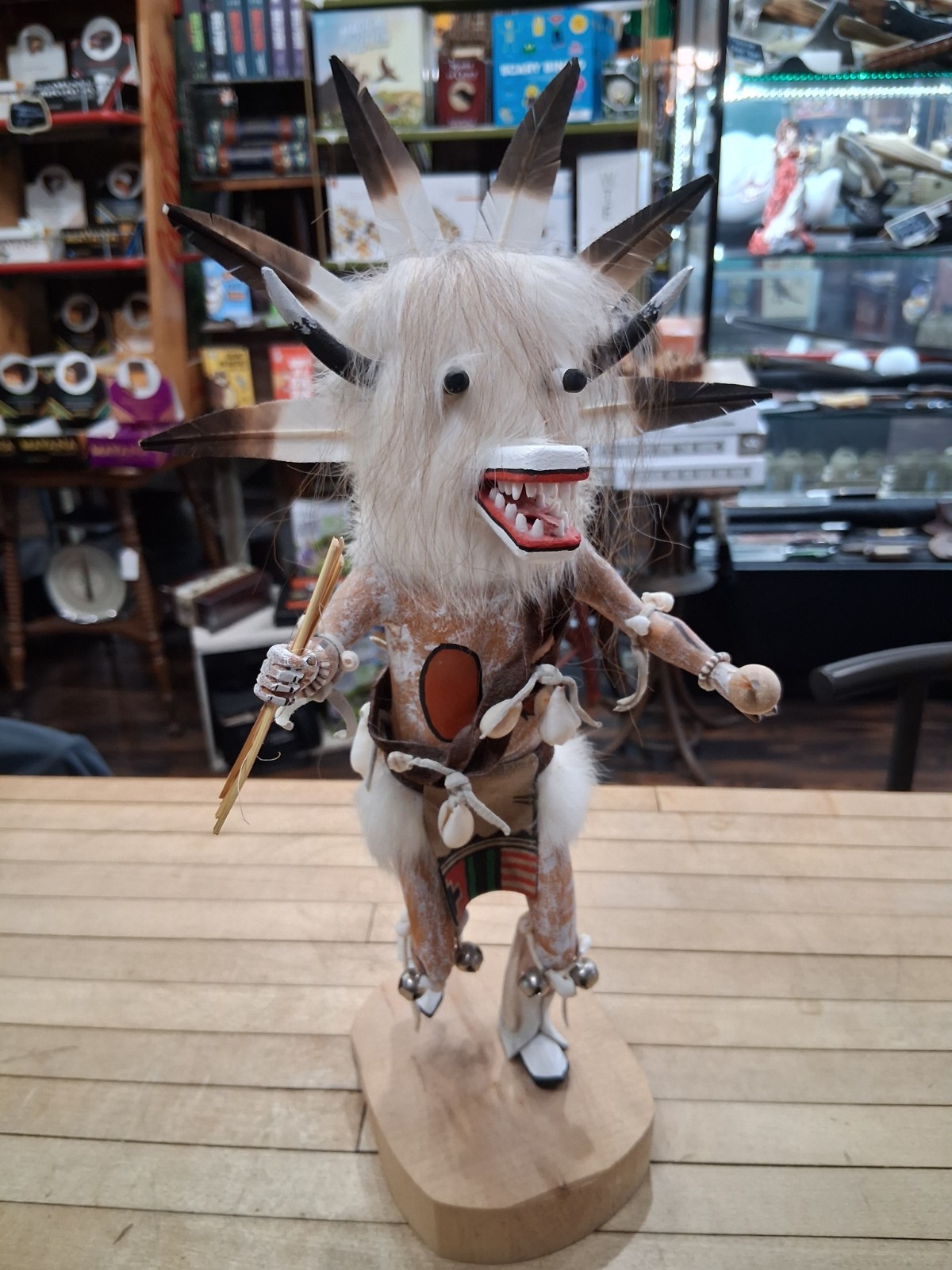 White Ogre Kachina Doll Hand Carved Hopi Style Figure